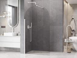 Mexen Kioto-Q Walk-in Shower Wall 110 x 200 cm, Transparent 8 mm, White - 800-110-101-20-00-Q