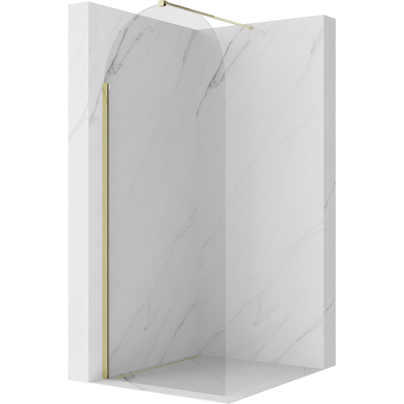 Mexen Kioto-Q Walk-in shower wall 80 x 200 cm, transparent 8 mm, gold - 800-080-101-50-00-Q