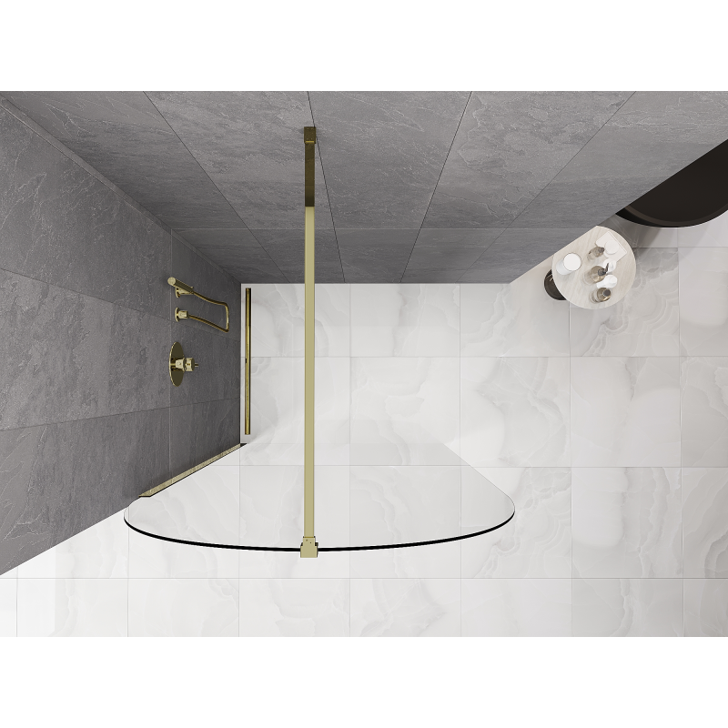 Mexen Kioto-Q Walk-in Shower Wall 120 x 200 cm, Transparent 8 mm, Gold - 800-120-101-50-00-Q