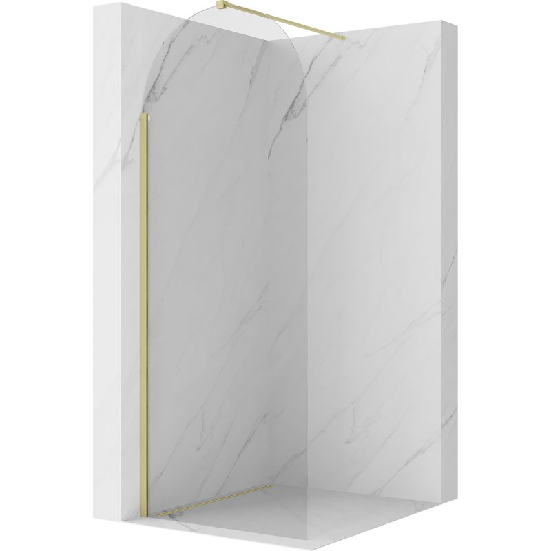 Mexen Kioto-Q Walk-in Shower Wall 80 x 200 cm, Transparent 8 mm, Brushed Gold - 800-080-101-55-00-Q