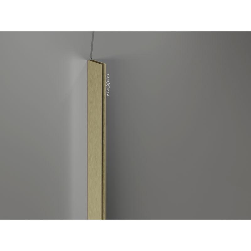 Mexen Kioto-Q Walk-in Shower Wall 80 x 200 cm, Transparent 8 mm, Brushed Gold - 800-080-101-55-00-Q