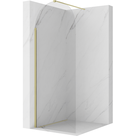 Mexen Kioto-Q Walk-in Shower Wall 90 x 200 cm, Transparent 8 mm, Brushed Gold - 800-090-101-55-00-Q