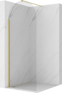 Mexen Kioto-Q Walk-in Shower Wall 90 x 200 cm, Transparent 8 mm, Brushed Gold - 800-090-101-55-00-Q