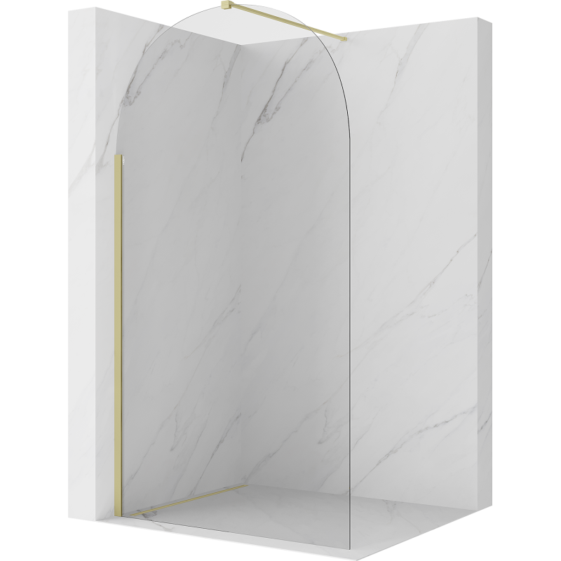 Mexen Kioto-Q Walk-in Shower Wall 120 x 200 cm, Transparent 8 mm, Brushed Gold - 800-120-101-55-00-Q