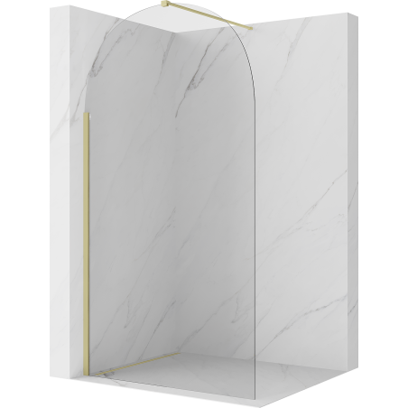 Mexen Kioto-Q Walk-in Shower Wall 120 x 200 cm, Transparent 8 mm, Brushed Gold - 800-120-101-55-00-Q