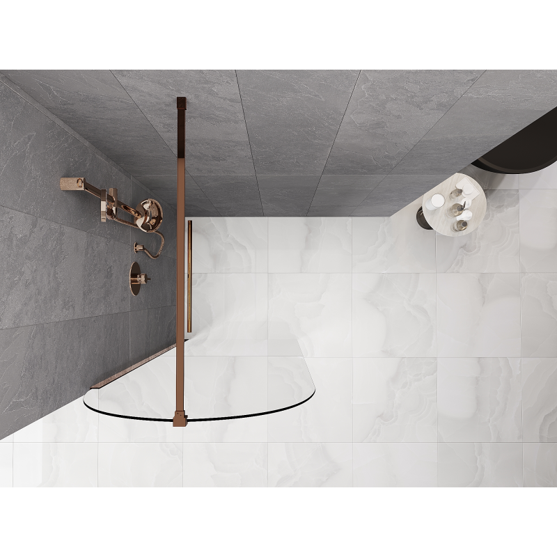 Mexen Kioto-Q Walk-in Shower Wall 80 x 200 cm, Transparent 8 mm, Rose Gold - 800-080-101-60-00-Q