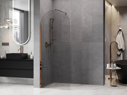 Mexen Kioto-Q Walk-in Shower Wall 80 x 200 cm, Transparent 8 mm, Rose Gold - 800-080-101-60-00-Q