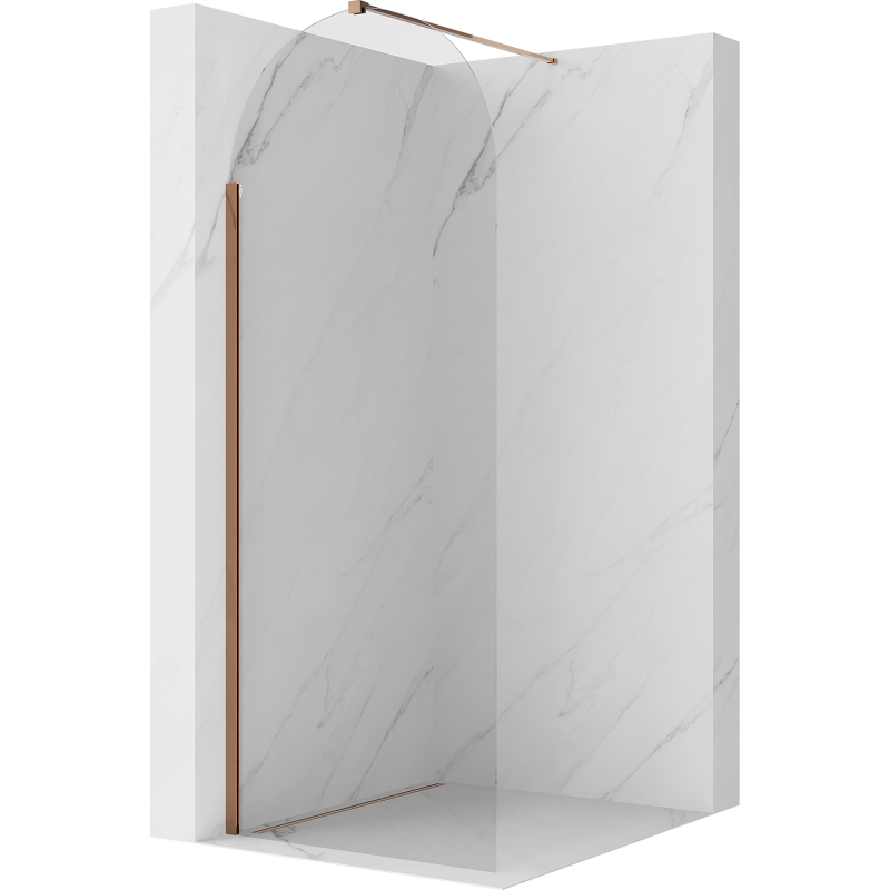 Mexen Kioto-Q Walk-in Shower Wall 90 x 200 cm, Transparent 8 mm, Rose Gold - 800-090-101-60-00-Q