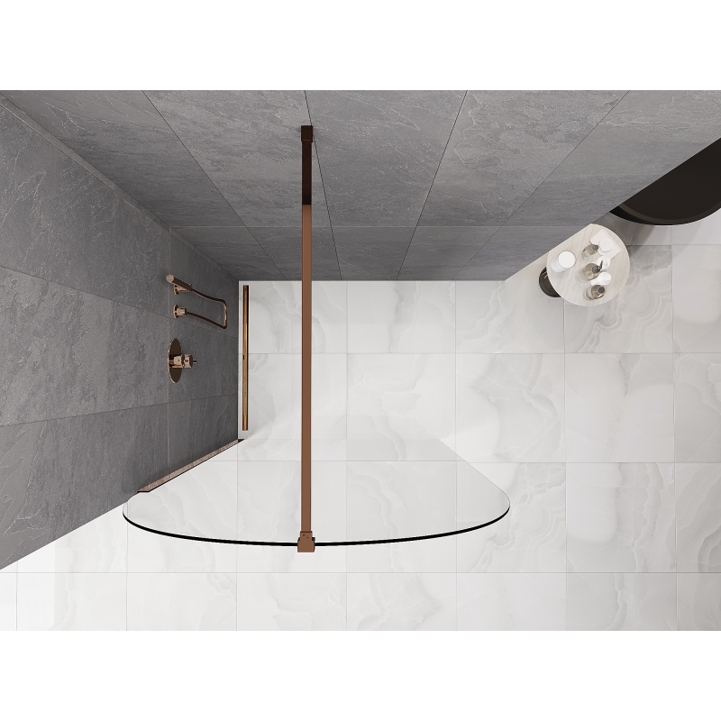 Mexen Kioto-Q Walk-in Shower Wall 100 x 200 cm, Transparent 8 mm, Rose Gold - 800-100-101-60-00-Q