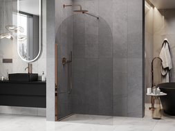 Mexen Kioto-Q Walk-in Shower Wall 120 x 200 cm, Transparent 8 mm, Rose Gold - 800-120-101-60-00-Q