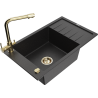 Mexen Elias 1-bowl granite sink with drainer and Duero kitchen tap, black/silver metallic - 6511-73-671600-50