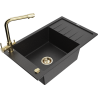 Mexen Elias granite sink 1-chamber with drainer and kitchen faucet Duero, black/silver metallic - 6511-73-671600-50