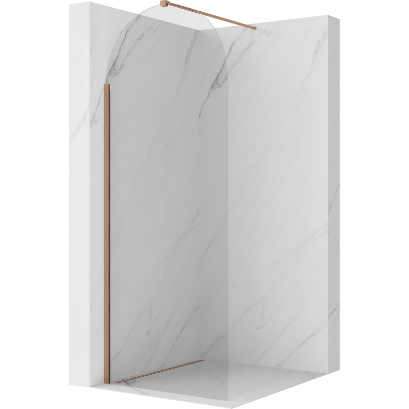 Mexen Kioto-Q Walk-in Shower Wall 80 x 200 cm, Transparent 8 mm, Brushed Copper - 800-080-101-65-00-Q