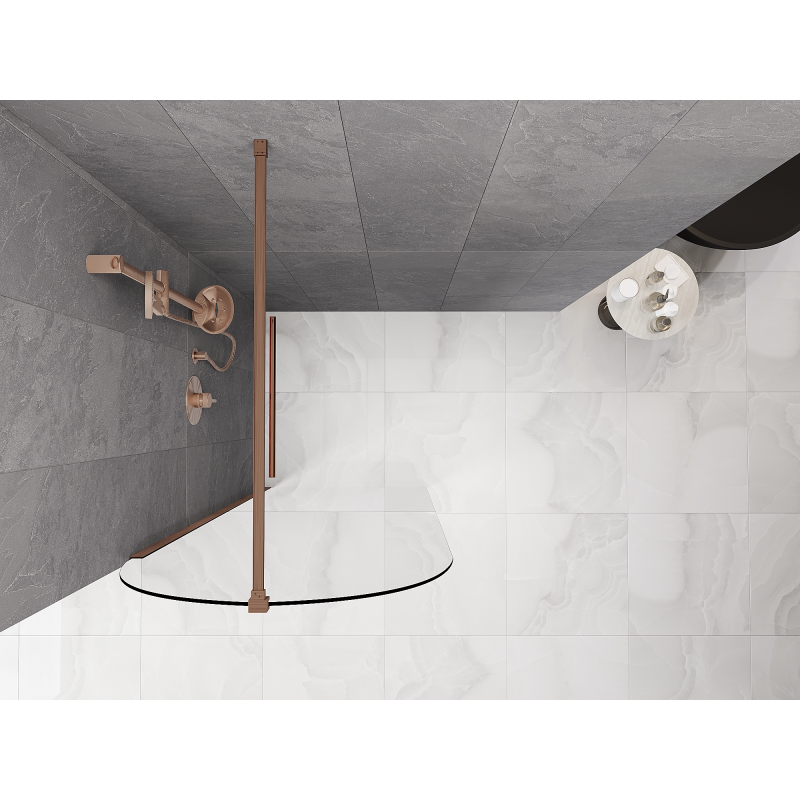 Mexen Kioto-Q Walk-in Shower Screen 90 x 200 cm, transparent 8 mm, brushed copper - 800-090-101-65-00-Q