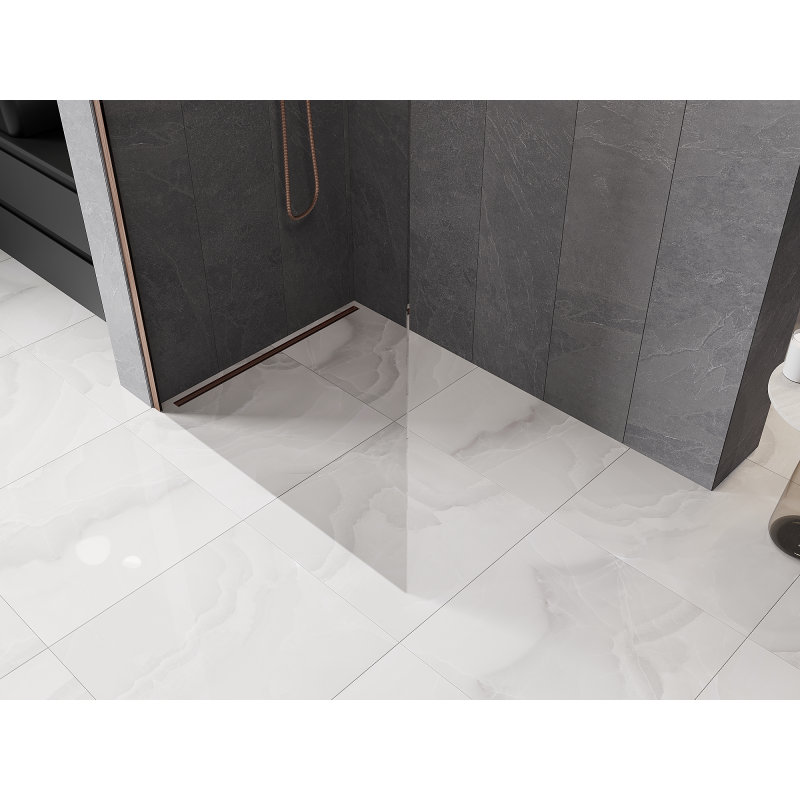 Mexen Kioto-Q Walk-in Shower Wall 120 x 200 cm, Transparent 8 mm, Brushed Copper - 800-120-101-65-00-Q