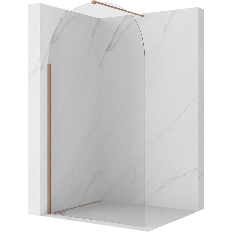 Mexen Kioto-Q Walk-in Shower Wall 120 x 200 cm, Transparent 8 mm, Brushed Copper - 800-120-101-65-00-Q