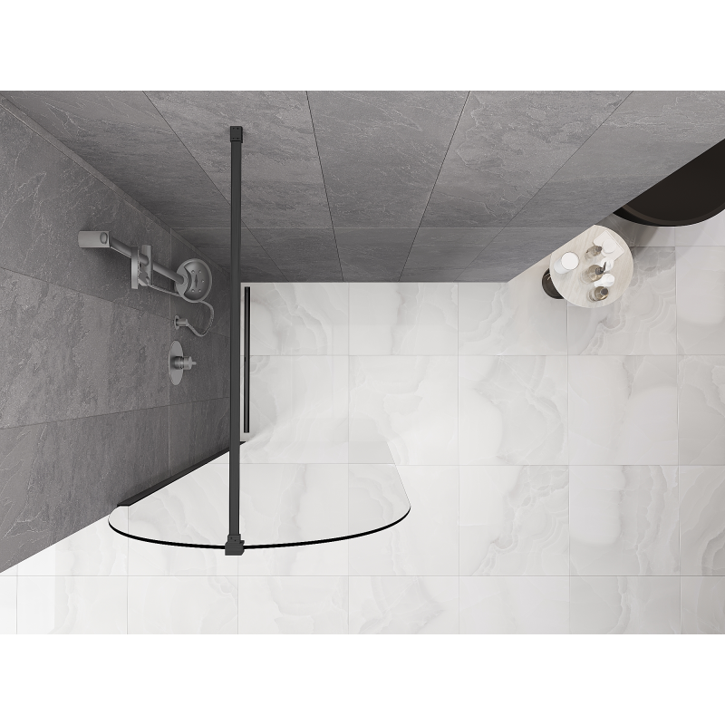 Mexen Kioto-Q Walk-in Shower Panel 90 x 200 cm, Transparent 8 mm, Gun Gray Brushed - 800-090-101-66-00-Q