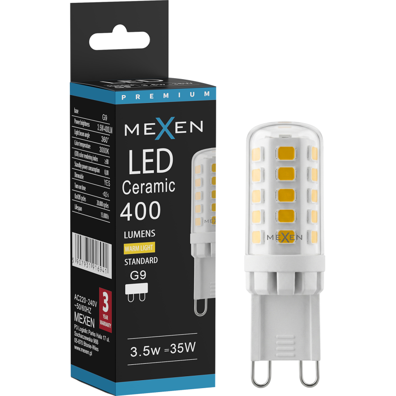 Mexen Aura Dimmable LED Bulb G9, 3.5W, Warm - 3000K, 400 lm - L122-G9-0330-01
