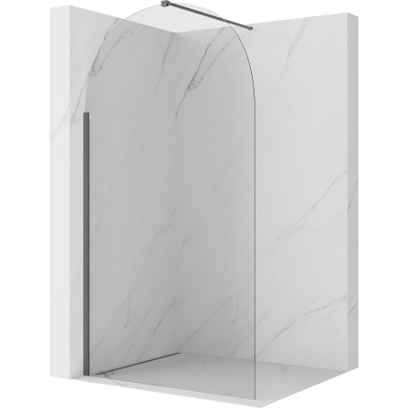 Mexen Kioto-Q Walk-in shower wall 110 x 200 cm, transparent 8 mm, brushed gun gray - 800-110-101-66-00-Q