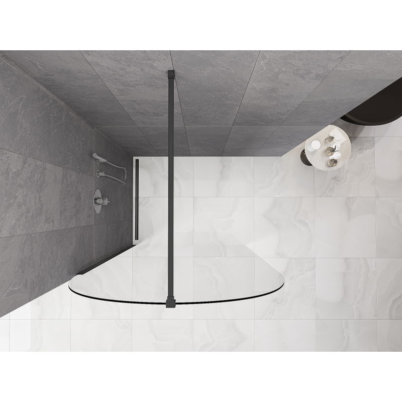 Mexen Kioto-Q Walk-in Shower Wall 120 x 200 cm, Transparent 8 mm, Brushed Gun Gray - 800-120-101-66-00-Q