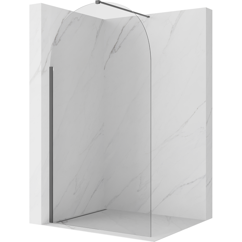 Mexen Kioto-Q Walk-in Shower Wall 120 x 200 cm, Transparent 8 mm, Brushed Gun Gray - 800-120-101-66-00-Q