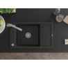 Mexen Elias granite single-bowl sink with drainer and Duero kitchen faucet, black/gold metallic - 6511-75-671600-00