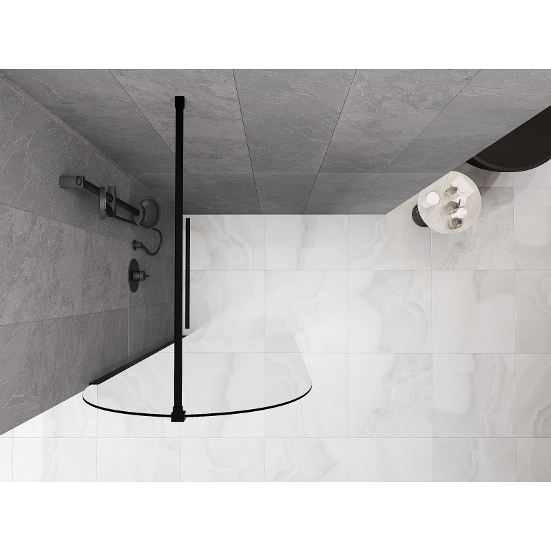 Mexen Kioto-Q Walk-in Shower Wall 80 x 200 cm, Transparent 8 mm, Black - 800-080-101-70-00-Q