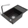 Mexen Elias 1-compartment granite sink with a drip tray and kitchen mixer tap Duero, Black/Gold metallic - 6511-75-671600-00