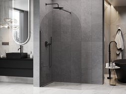Mexen Kioto-Q Walk-in Shower Wall 120 x 200 cm, Transparent 8 mm, Black - 800-120-101-70-00-Q