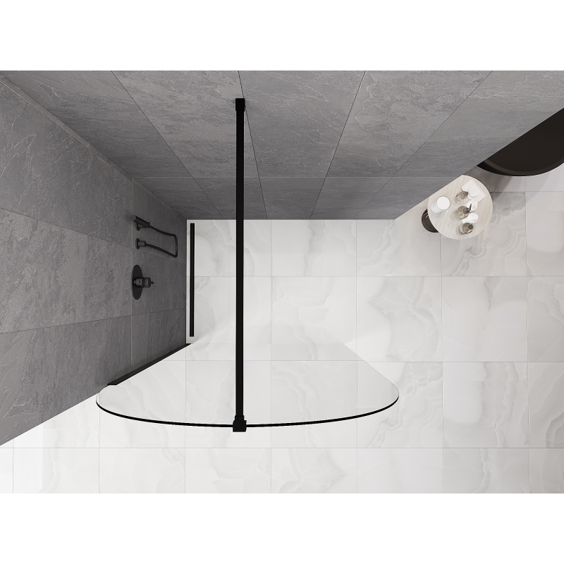 Mexen Kioto-Q Walk-in Shower Wall 120 x 200 cm, Transparent 8 mm, Black - 800-120-101-70-00-Q