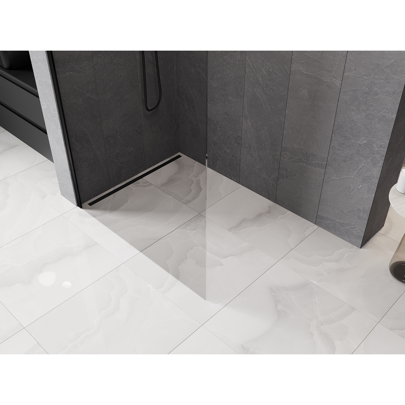 Mexen Kioto-Q Walk-in Shower Wall 120 x 200 cm, Transparent 8 mm, Black - 800-120-101-70-00-Q