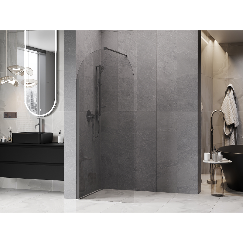 Mexen Kioto-Q Walk-in Shower Wall 80 x 200 cm, Transparent 8 mm, Gun Metal - 800-080-101-95-00-Q