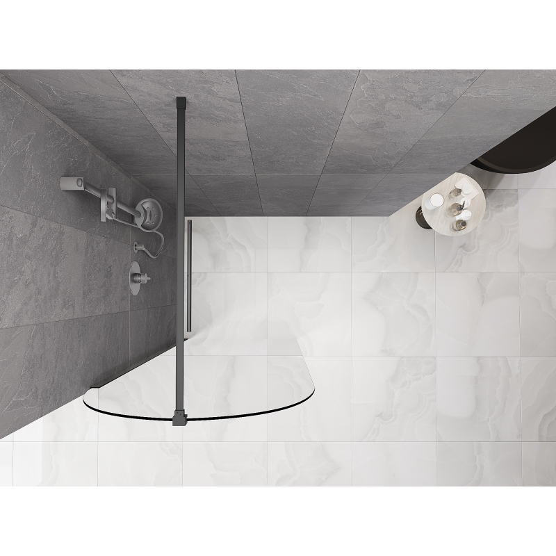 Mexen Kioto-Q Walk-in Shower Wall 80 x 200 cm, Transparent 8 mm, Gun Metal - 800-080-101-95-00-Q
