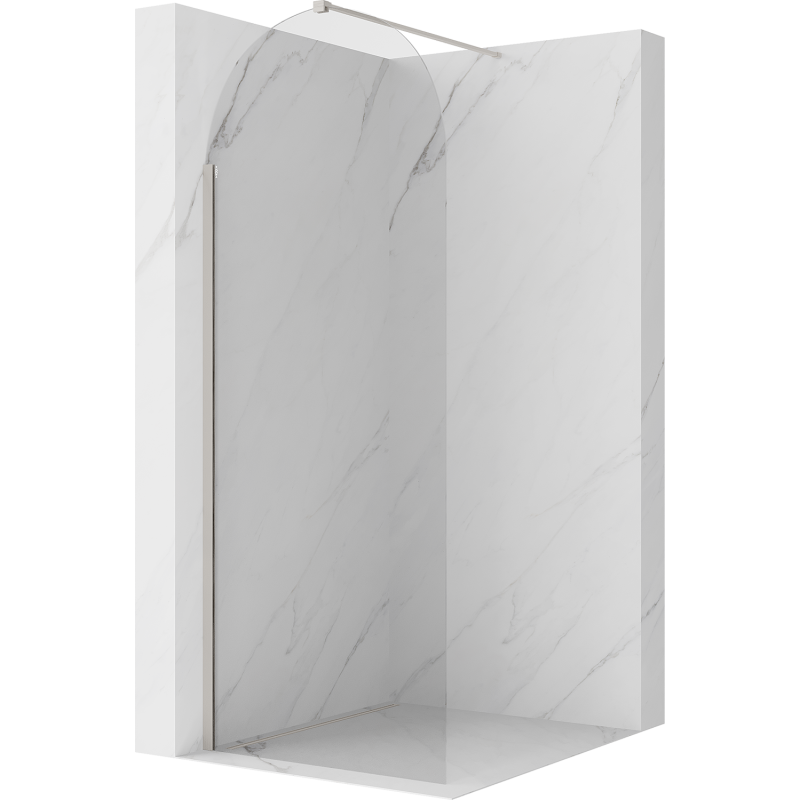Mexen Kioto-Q Walk-in Shower Wall 80 x 200 cm, Transparent 8 mm, Brushed Nickel - 800-080-101-97-00-Q
