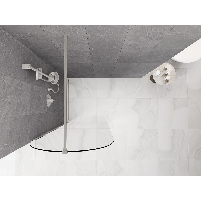 Mexen Kioto-Q Walk-in Shower Wall 80 x 200 cm, Transparent 8 mm, Brushed Nickel - 800-080-101-97-00-Q
