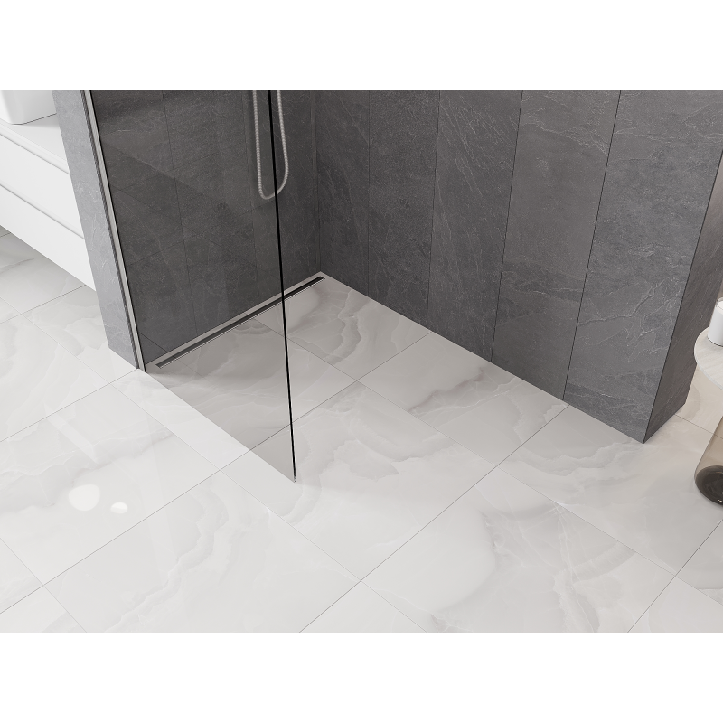 Mexen Kioto-Q Walk-in Shower Wall 80 x 200 cm, Transparent 8 mm, Brushed Nickel - 800-080-101-97-00-Q