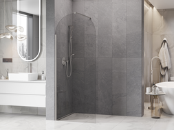 Mexen Kioto-Q Walk-in Shower Wall 90 x 200 cm, Transparent 8 mm, Brushed Nickel - 800-090-101-97-00-Q