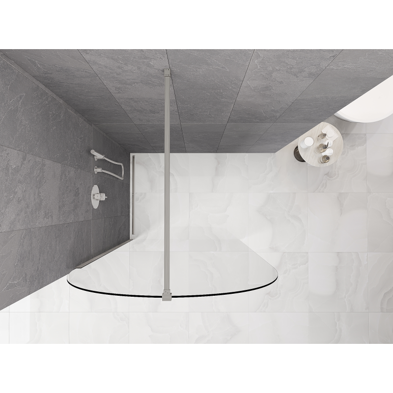 Mexen Kioto-Q Walk-in Shower Wall 120 x 200 cm, Transparent 8 mm, Brushed Nickel - 800-120-101-97-00-Q