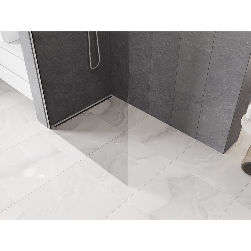 Mexen Kioto-Q Walk-in Shower Wall 120 x 200 cm, Transparent 8 mm, Brushed Nickel - 800-120-101-97-00-Q