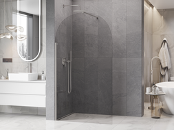 Mexen Kioto-Q Walk-in Shower Wall 120 x 200 cm, Transparent 8 mm, Brushed Nickel - 800-120-101-97-00-Q