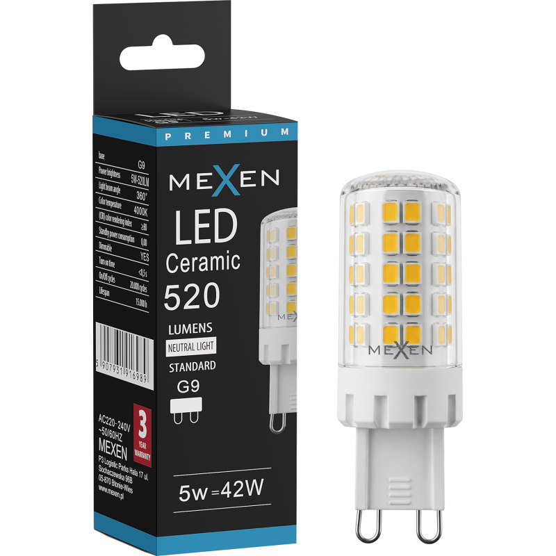 Mexen Aura Dimmable LED Bulb G9, 5W, Neutral - 4000K, 520 lm - L122-G9-0540-01