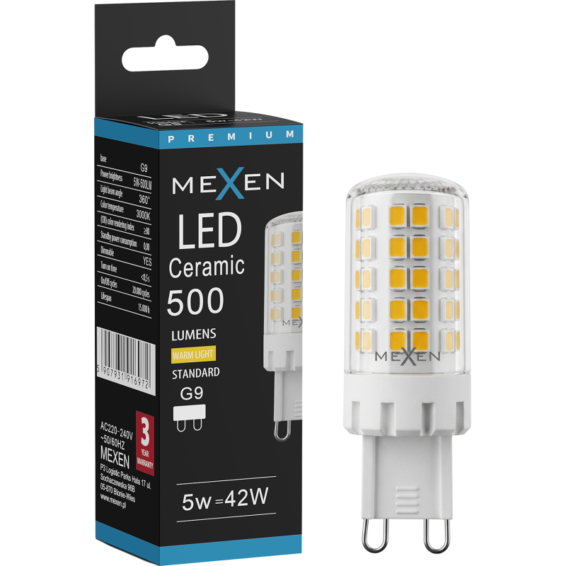 Mexen Aura Dimmable LED Bulb G9, 5W, Cool - 6500K, 520 lm - L122-G9-0565-01
