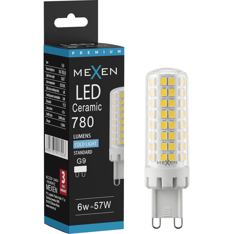 Mexen Aura Dimmable LED Bulb G9, 6W, Cool - 6500K, 780 lm - L122-G9-0665-01