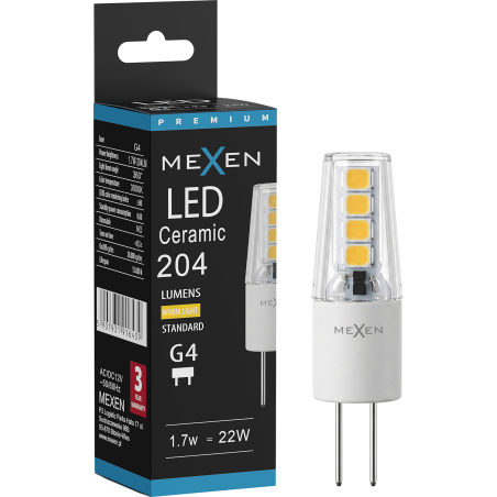 Mexen Oris LED Bulb G4, 1.7W, Warm - 3000K, 204 lm - L115-G4-0130-02