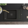 Mexen Elias 1-bowl granite sink with drainer and Duero kitchen faucet, black/gold metallic - 6511-75-671600-50-B
