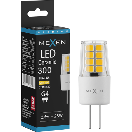 Mexen Oris LED Bulb G4, 2.5W, Warm - 3000K, 300 lm - L115-G4-0230-01