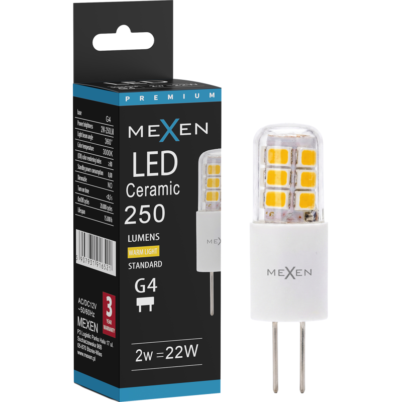 Mexen Oris LED Bulb G4, 2W, Warm - 3000K, 250 lm - L115-G4-0230-02