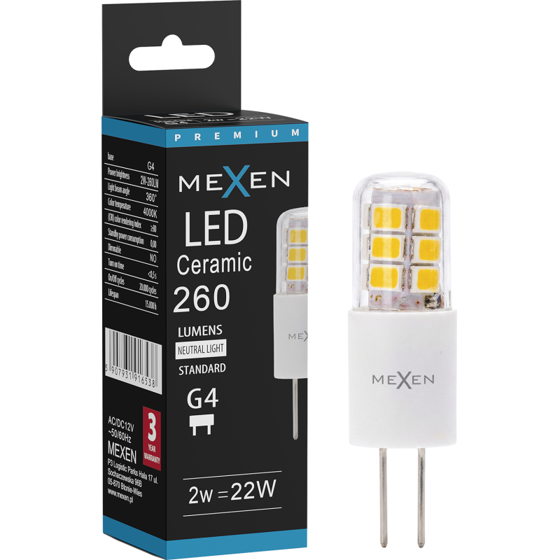 Mexen Oris LED Bulb G4, 2W, Neutral - 4000K, 260 lm - L115-G4-0240-02