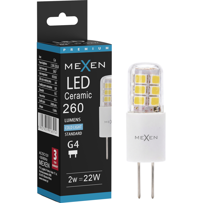 Mexen Oris LED Bulb G4, 2W, Cool - 6500K, 260 lm - L115-G4-0265-02
