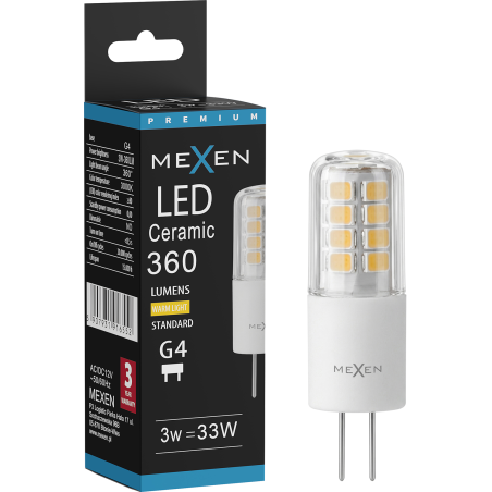 Mexen Oris LED Bulb G4, 3W, Warm - 3000K, 360 lm - L115-G4-0330-01